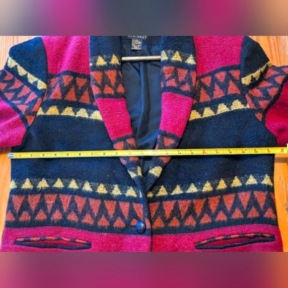 David Paul New York Oversized Women's Medium Aztec Wool Blend Blazer - Picture 6 of 7